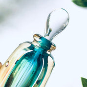 Vintage Glass Perfume Bottle, Unique Perfume Bottle, Vintage Glass Bottle, Vintage Perfume, Textured Glass, Green and Yellow Bottle