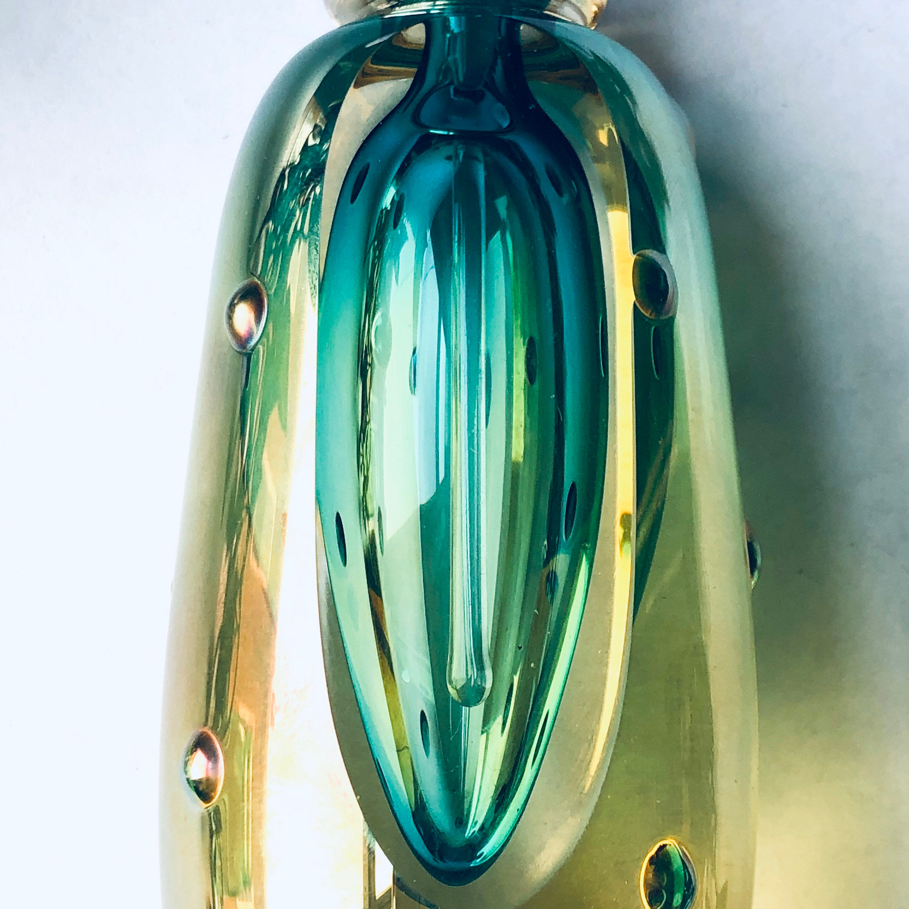 Vintage Glass Perfume Bottle, Unique Perfume Bottle, Vintage Glass Bottle, Vintage Perfume, Textured Glass, Green and Yellow Bottle