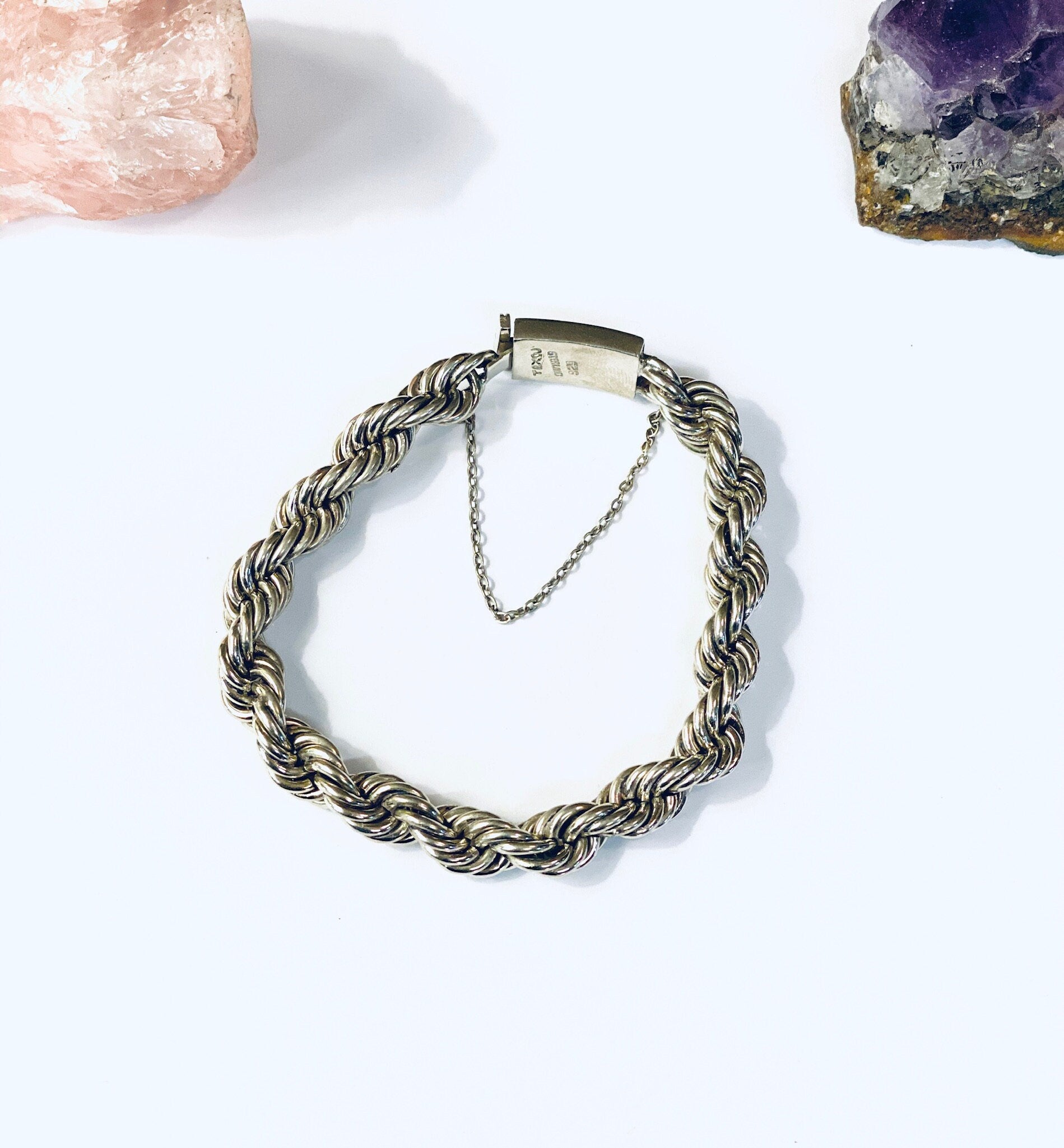 Vintage Sterling Silver Bracelet, Sterling Rope Bracelet, Vintage Rope Bracelet, Heavy Silver Bracelet, Thick Silver Bracelet