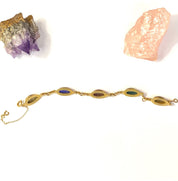 Vintage Gold Filled Egyptian Scarab Bracelet, Scarab Stone Bracelet, Gold Toned Egyptian Style Scarab Bracelet
