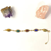 Vintage Gold Filled Egyptian Scarab Bracelet, Scarab Stone Bracelet, Gold Toned Egyptian Style Scarab Bracelet