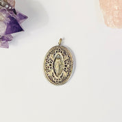 Vintage Sterling Silver Virgin Mary Pendant, Deco Style Silver Necklace Pendant, Intricate Mother Mary Pendent Design