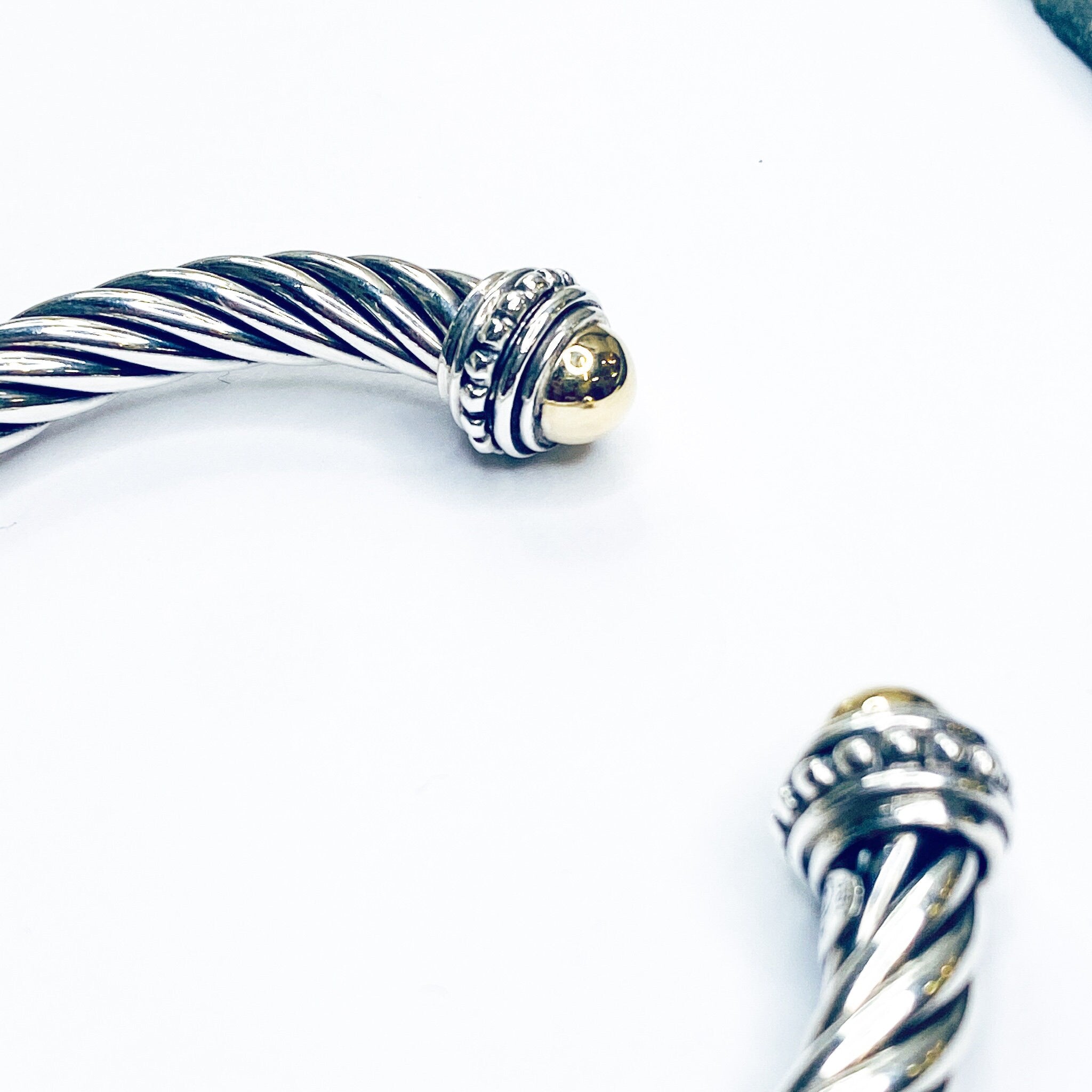 Vintage Italian Sterling Silver And 18K Gold Cuff Bracelet, Modern Silver And Gold Bracelet, Silver And Gold Cuff Bracelet With Detail