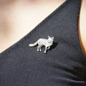 Vintage Sterling Silver Fox Brooch, Detailed Silver Fox Pin, Unique Sterling Fox Brooch