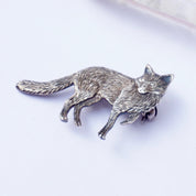 Vintage Sterling Silver Fox Brooch, Detailed Silver Fox Pin, Unique Sterling Fox Brooch