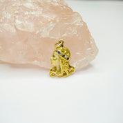 Vintage 18K Gold Woman Pendant, Golden Woman With Diamond Crown Charm, Art Nouveau 18k Gold Charm With Diamonds