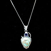 Vintage Italian Sterling Silver Turquoise and Amethyst Necklace, Unique Turquoise Necklace With Amethyst Gemstone, Italian Made Necklace