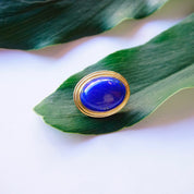 Vintage Gump's 14K Gold Lapis Lazuli Brooch, Antique Gold Pin With Lapis Lazuli Gemstone, Beautiful Blue And Gold Brooch, Gump's Jewelry