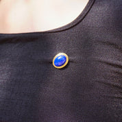 Vintage Gump's 14K Gold Lapis Lazuli Brooch, Antique Gold Pin With Lapis Lazuli Gemstone, Beautiful Blue And Gold Brooch, Gump's Jewelry