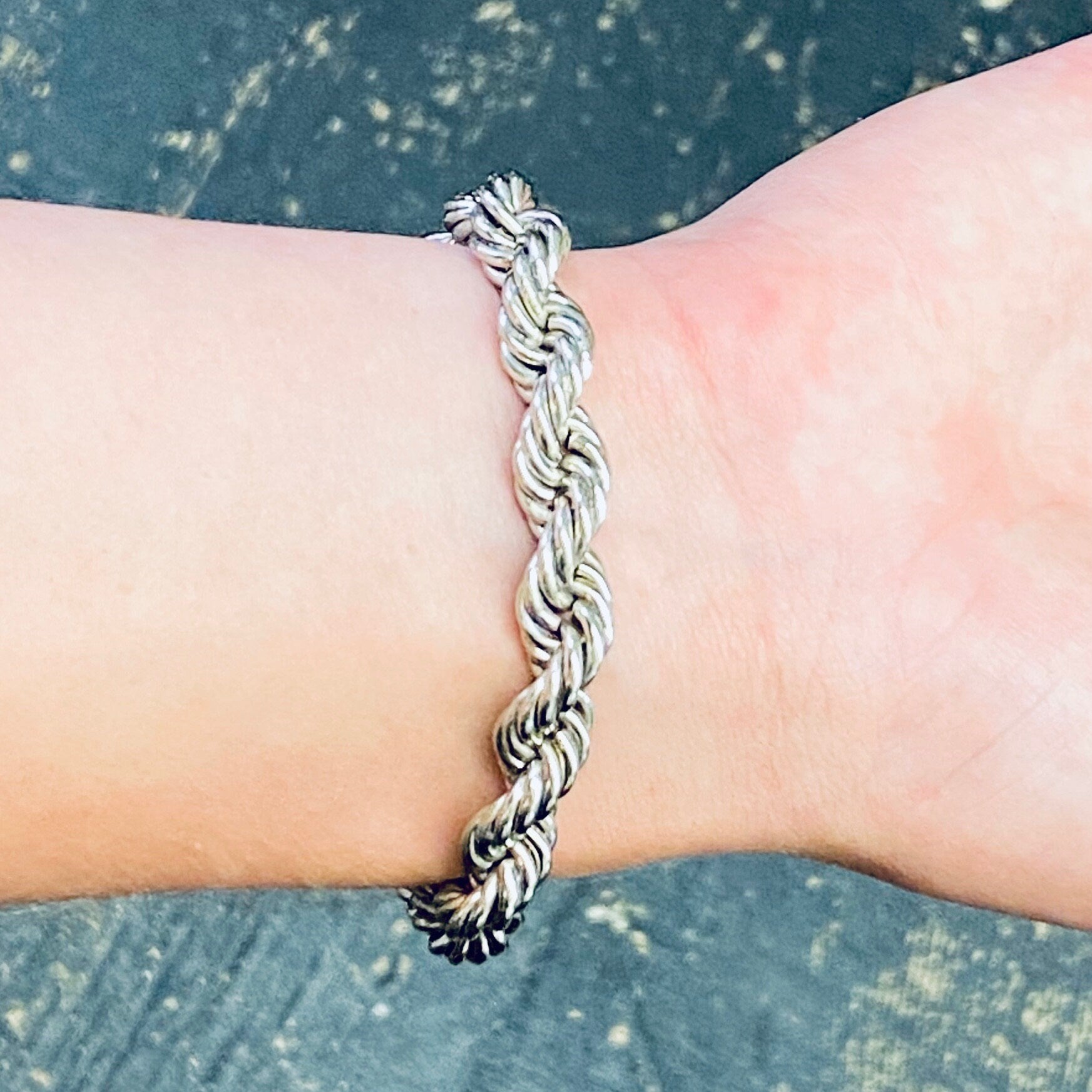 Vintage Sterling Silver Bracelet, Sterling Rope Bracelet, Vintage Rope Bracelet, Heavy Silver Bracelet, Thick Silver Bracelet