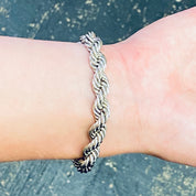 Vintage Sterling Silver Bracelet, Sterling Rope Bracelet, Vintage Rope Bracelet, Heavy Silver Bracelet, Thick Silver Bracelet