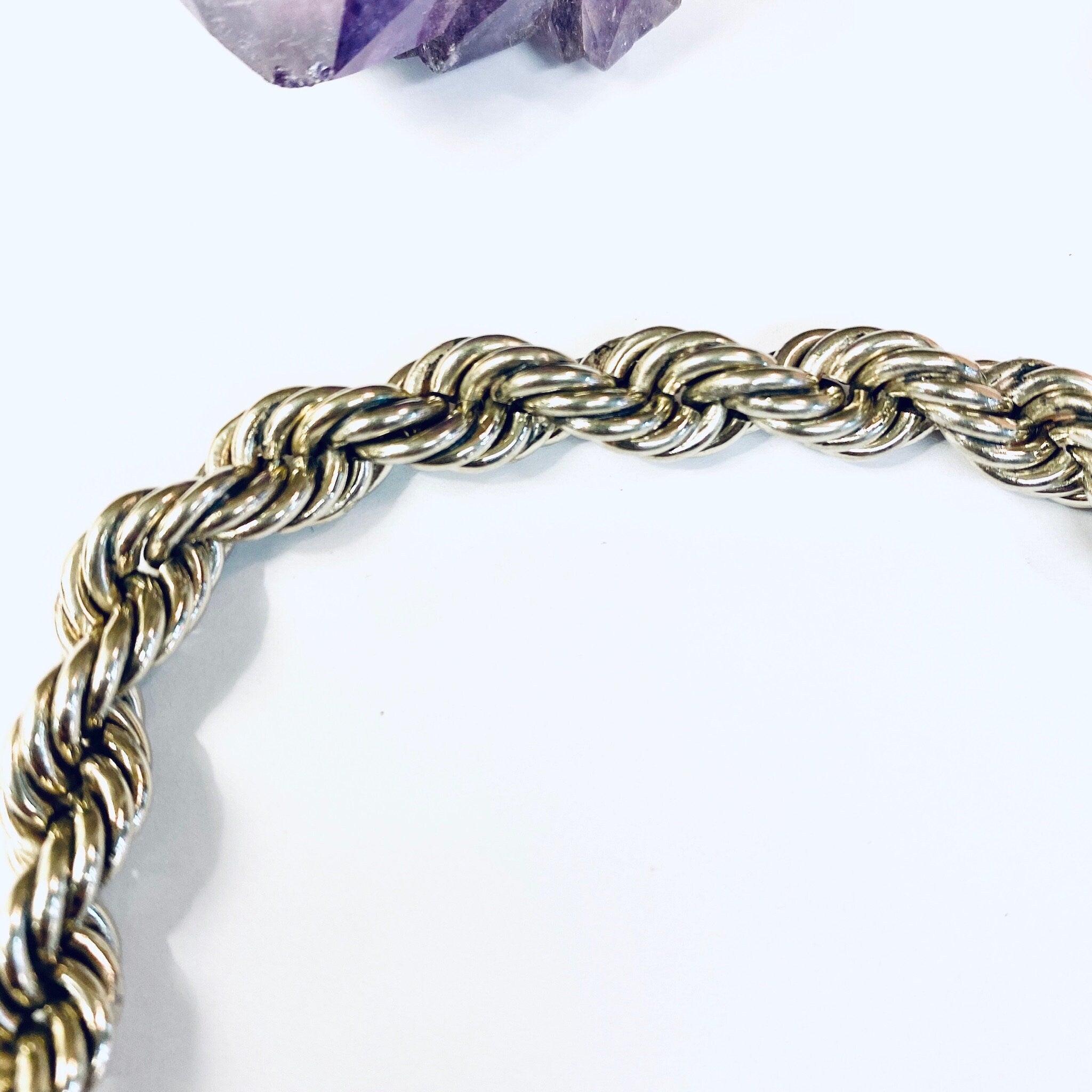 Vintage Sterling Silver Bracelet, Sterling Rope Bracelet, Vintage Rope Bracelet, Heavy Silver Bracelet, Thick Silver Bracelet