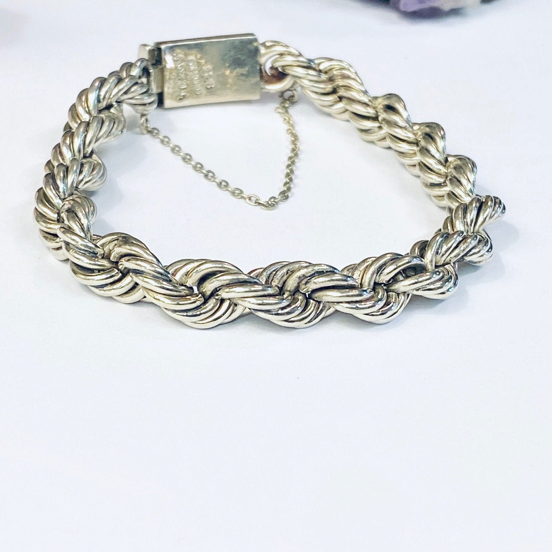 Vintage Sterling Silver Bracelet, Sterling Rope Bracelet, Vintage Rope Bracelet, Heavy Silver Bracelet, Thick Silver Bracelet