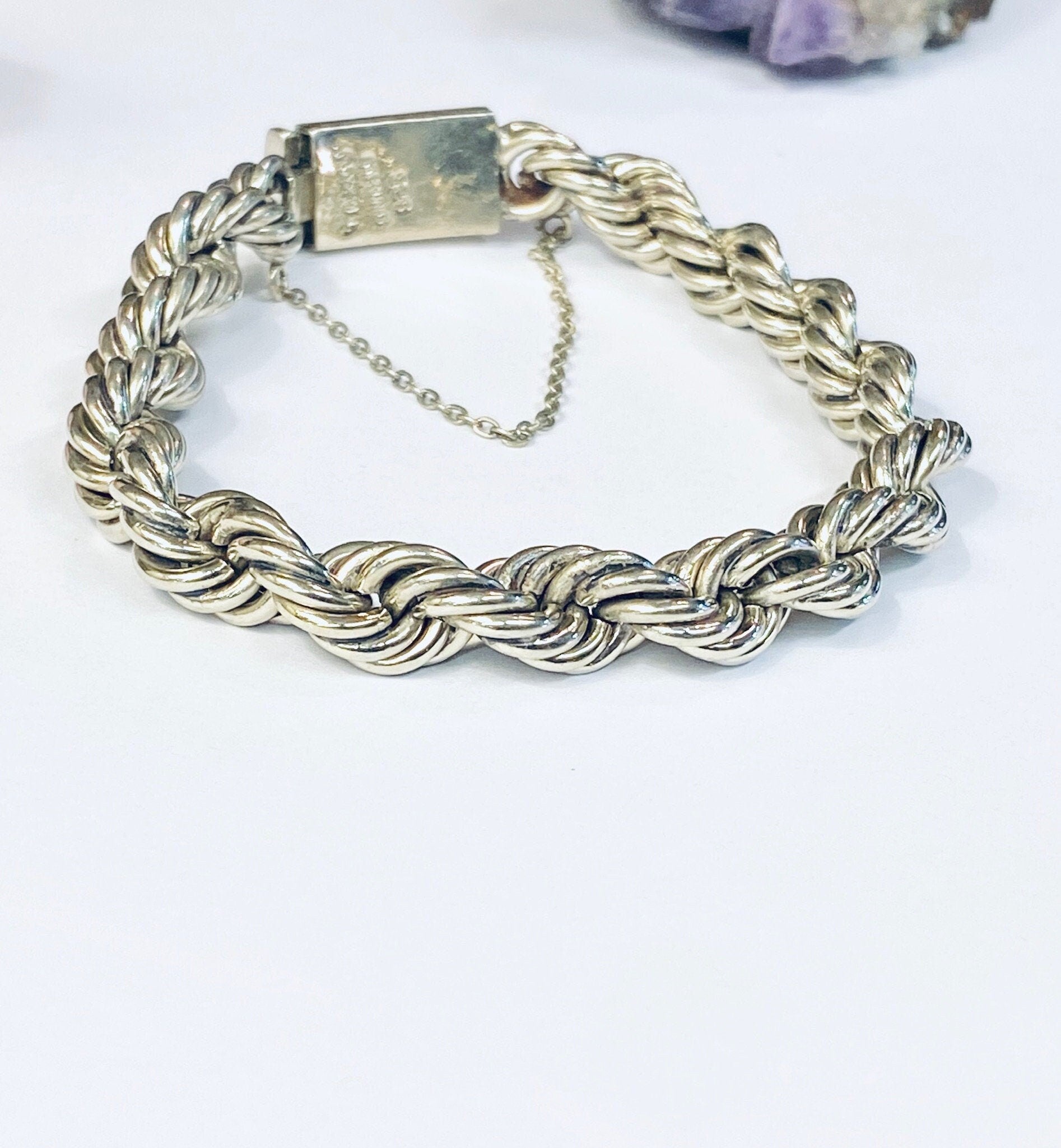 Vintage Sterling Silver Bracelet, Sterling Rope Bracelet, Vintage Rope Bracelet, Heavy Silver Bracelet, Thick Silver Bracelet