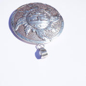 Vintage Sterling Silver Sun God Mayan Calendar Pendant, 925 Mexico Sun Medallion Pendant, Large 2-Sided Silver Pendant