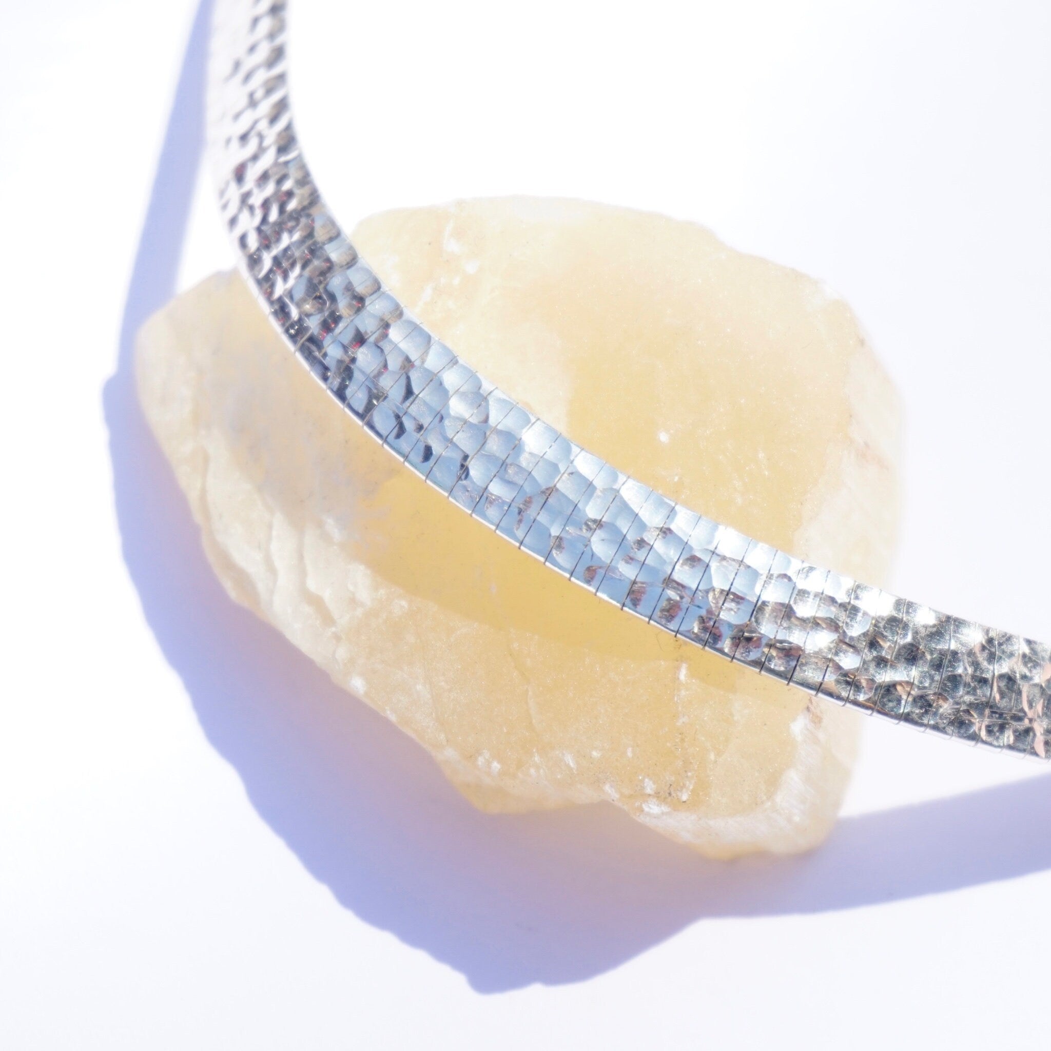 Vintage Italian Sterling Silver Hammered Choker, Hand Hammered Sterling Collar, 925 Italy Milor Silver Choker, Minimalist Silver Jewelry