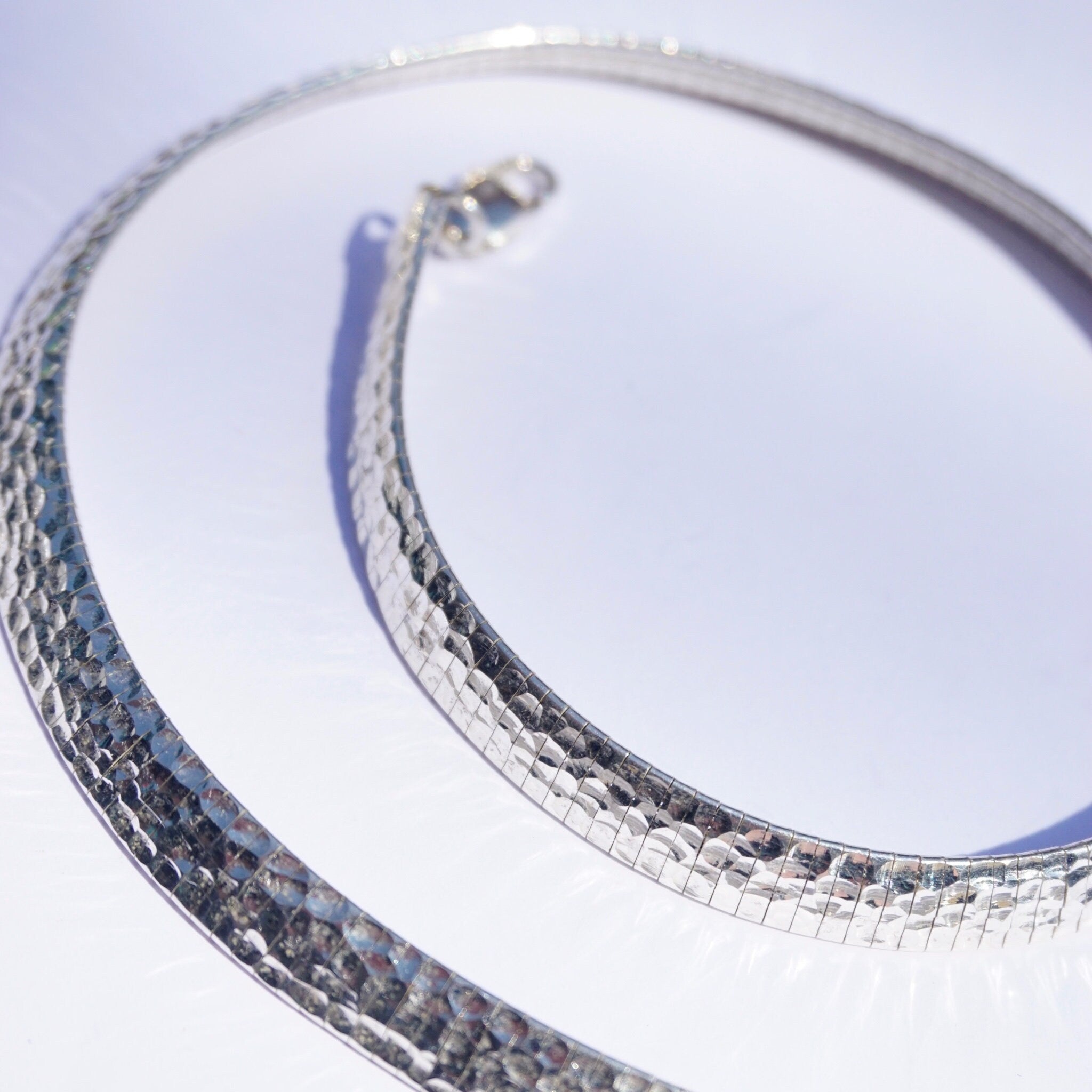 Vintage Italian Sterling Silver Hammered Choker, Hand Hammered Sterling Collar, 925 Italy Milor Silver Choker, Minimalist Silver Jewelry