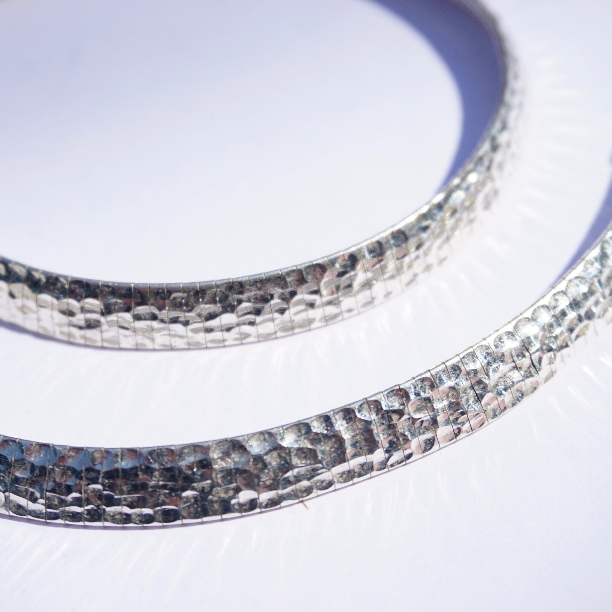 Vintage Italian Sterling Silver Hammered Choker, Hand Hammered Sterling Collar, 925 Italy Milor Silver Choker, Minimalist Silver Jewelry