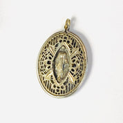 Vintage Sterling Silver Virgin Mary Pendant, Deco Style Silver Necklace Pendant, Intricate Mother Mary Pendent Design