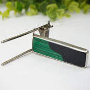 Vintage 18K Gold and Sterling Pendant With Malachite and Black Onyx, Abstract Pin With Moveable Details, Unique Gold and Silver Brooch