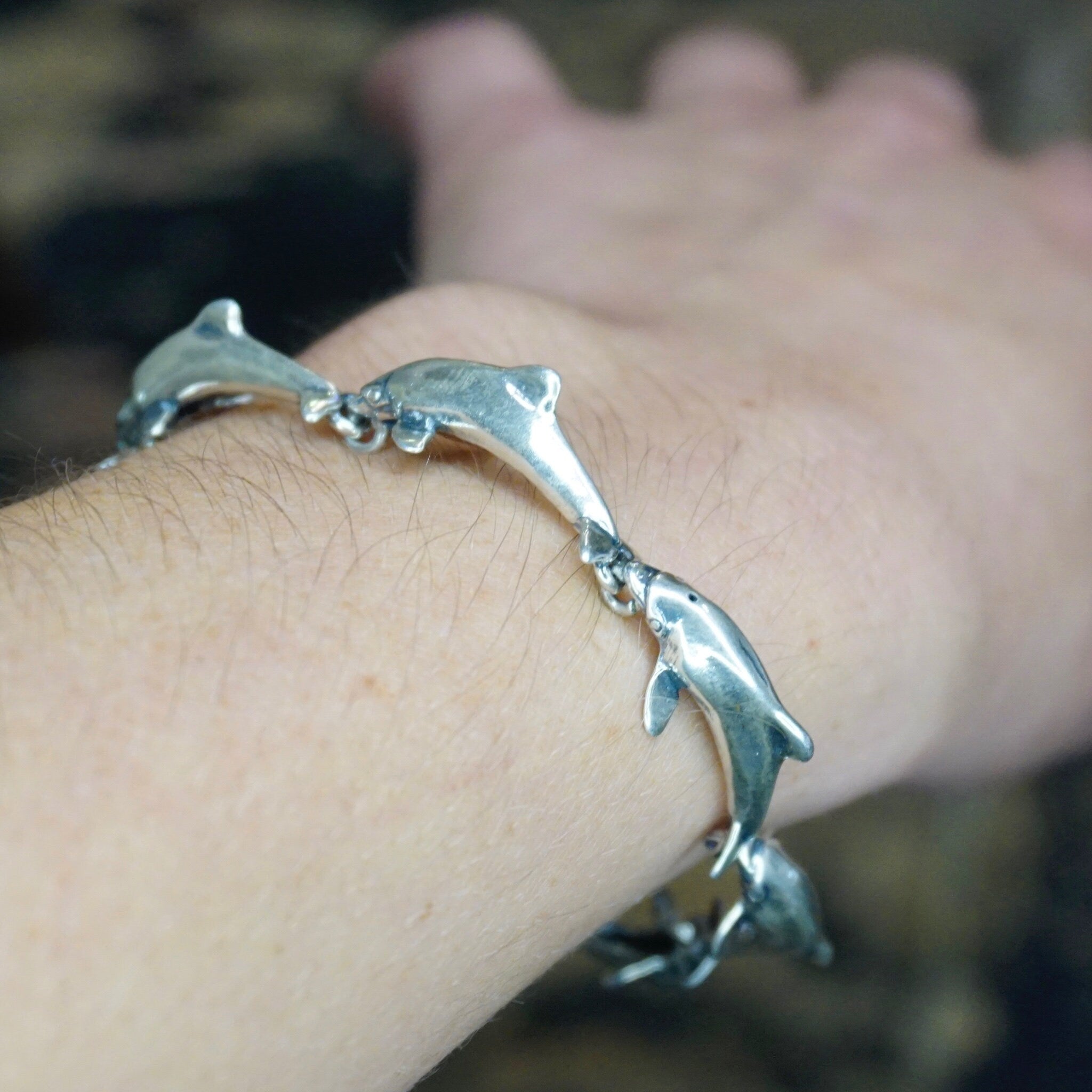 Vintage Sterling Silver KABANA Dolphin Bracelet, Made in New Mexico Silver Bracelet, KBN Sterling Dolphin Bracelet, Ocean Lover Jewelry