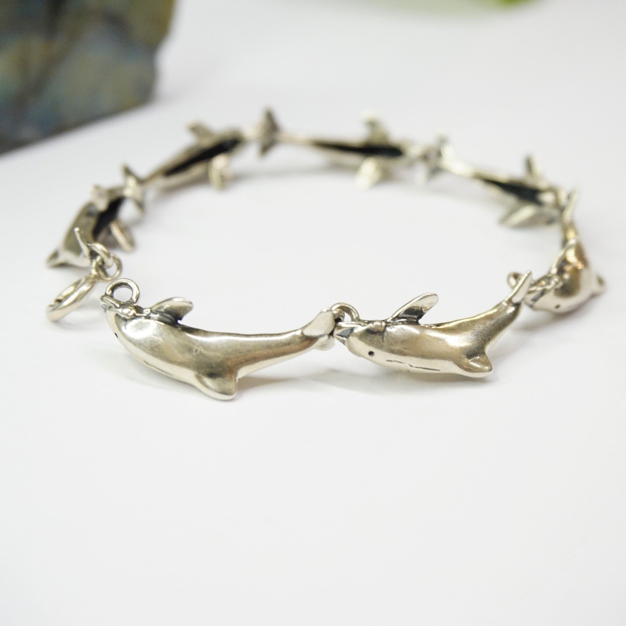 Vintage Sterling Silver KABANA Dolphin Bracelet, Made in New Mexico Silver Bracelet, KBN Sterling Dolphin Bracelet, Ocean Lover Jewelry