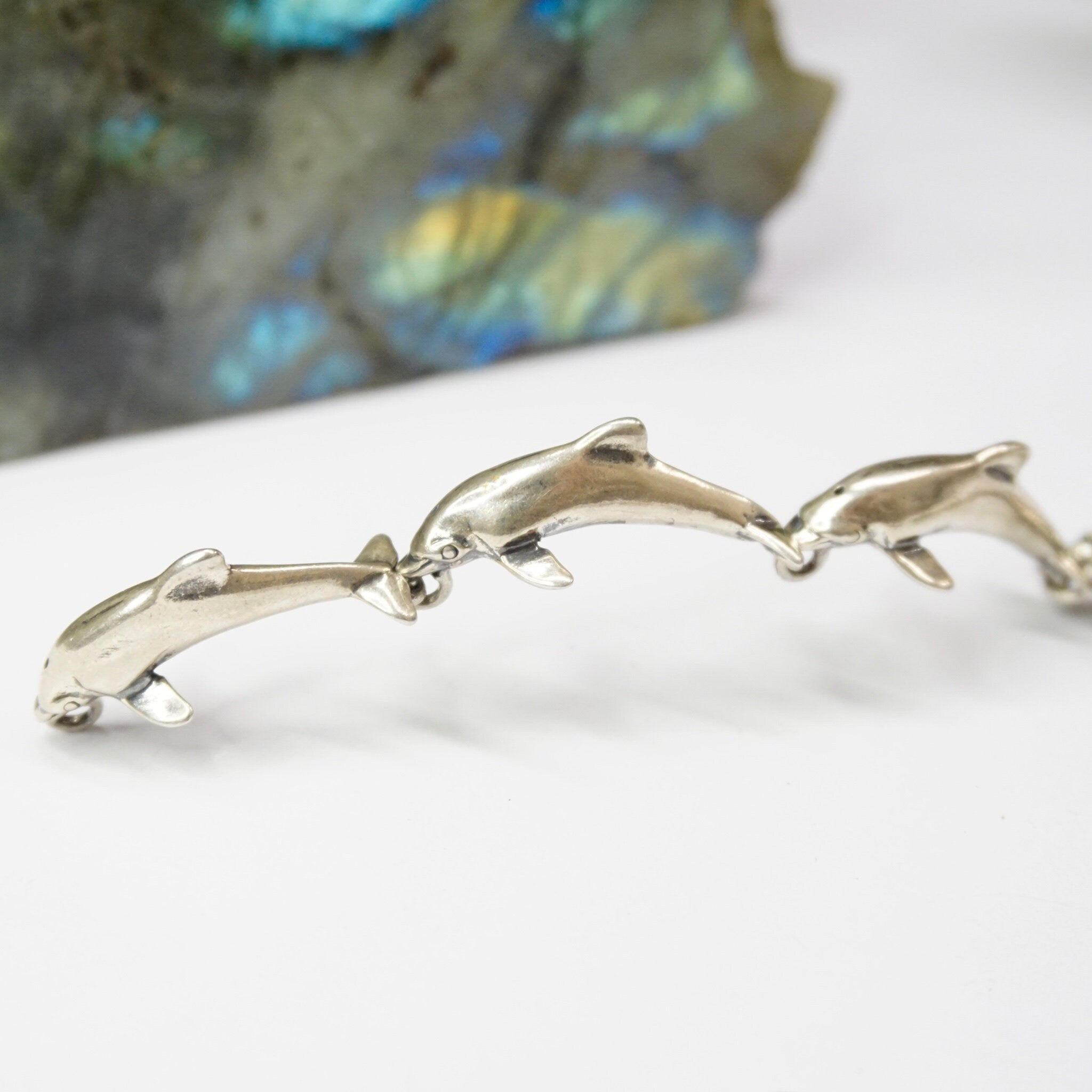 Vintage Sterling Silver KABANA Dolphin Bracelet, Made in New Mexico Silver Bracelet, KBN Sterling Dolphin Bracelet, Ocean Lover Jewelry