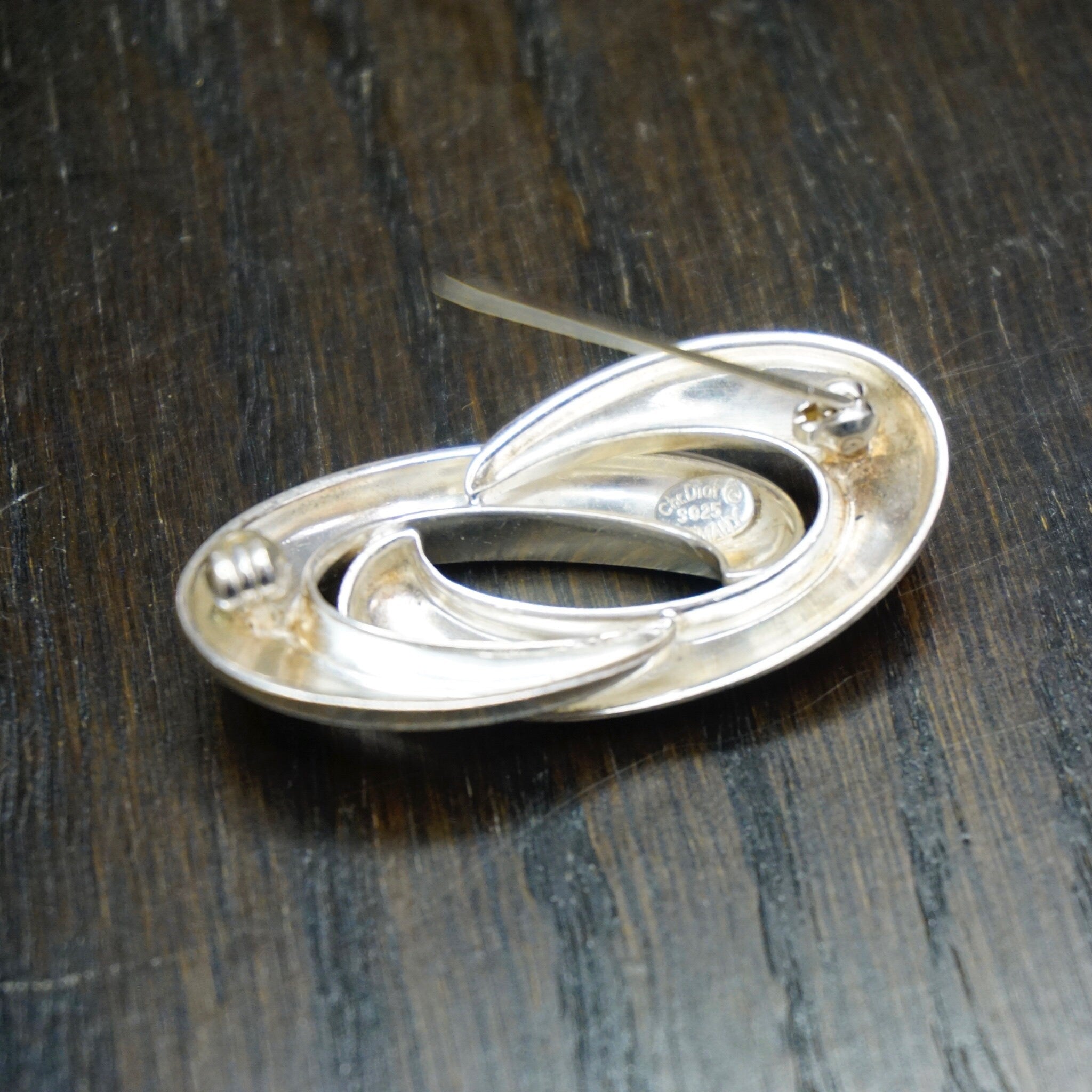 Vintage Sterling Silver Christian Dior Brooch, 1960's CHR DIOR Silver Infinity Pin, S925 Made In Germany Abstract Brooch, Sterling Scarf Pin