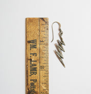 Vintage Sterling Silver Lightning Bolt Earrings, Unique Silver Earrings With Carved Details, Minimal Dangle Sterling Lightning Bolt Earrings