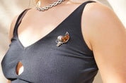 Vintage Silver and Amber Brooch, Unique Pin With Natural Amber Berries and a Silver Detailed Leaf, Beautiful Amber Brooch Made With Silver