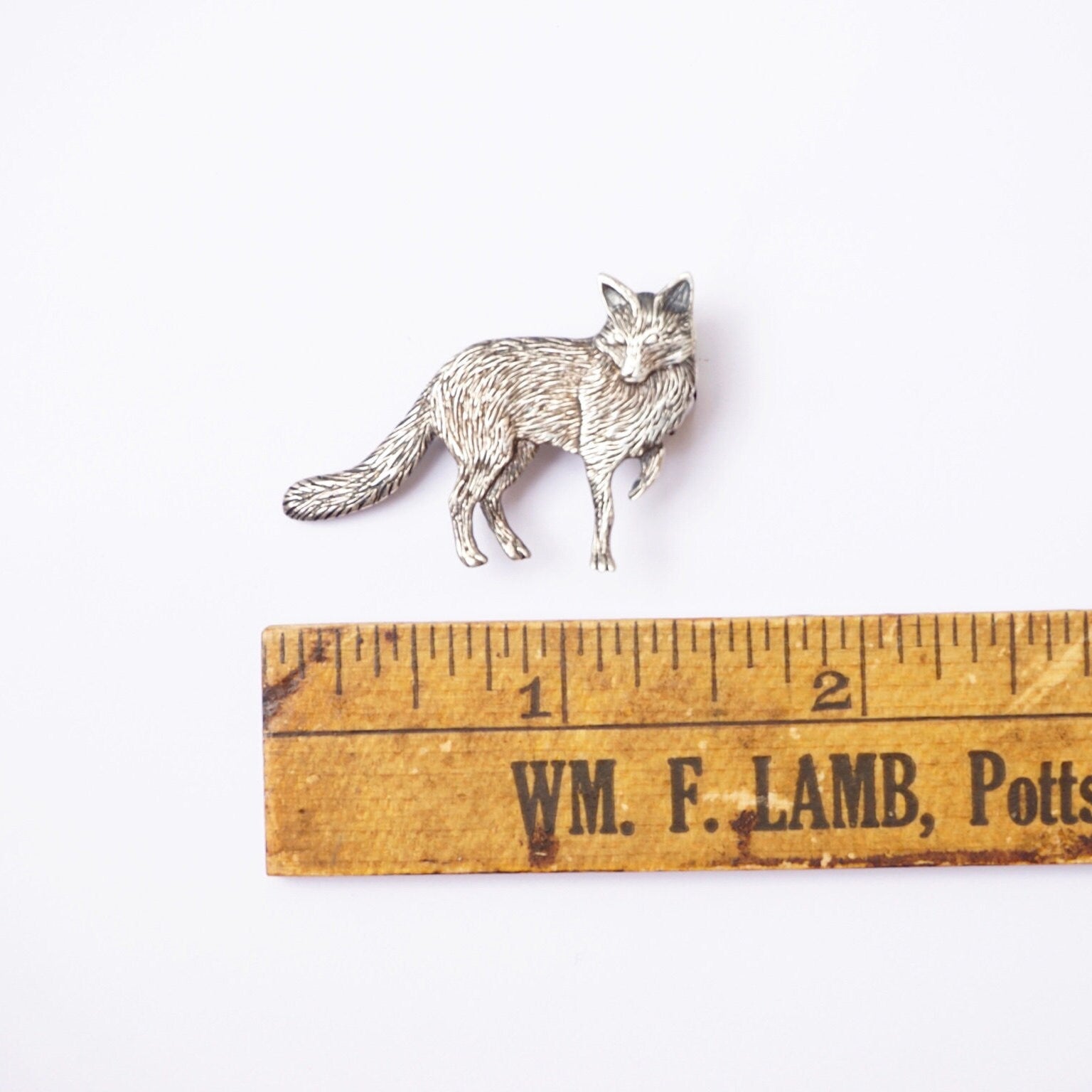Vintage Sterling Silver Fox Brooch, Detailed Silver Fox Pin, Unique Sterling Fox Brooch