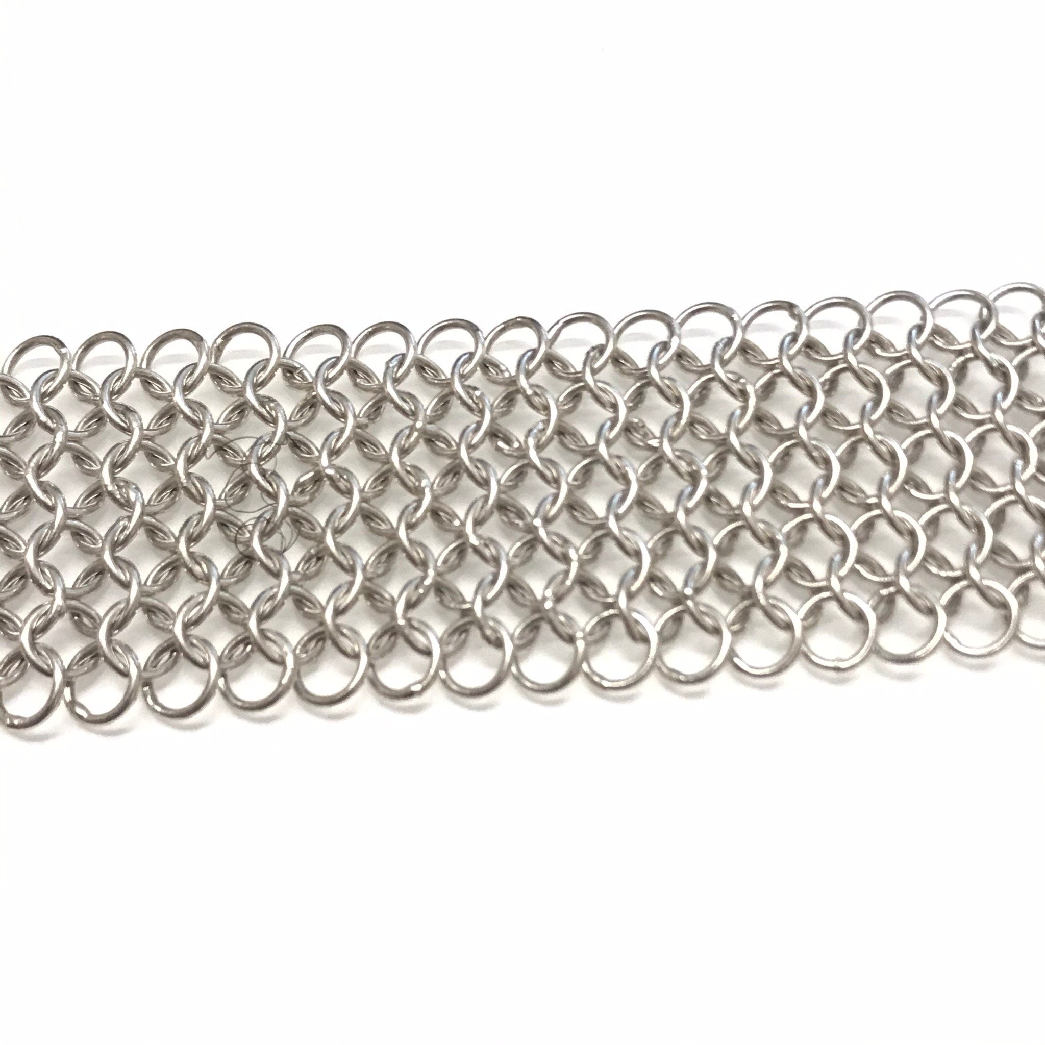 Vintage Sterling Silver Chainmail Bracelet, Thick Chainmail Silver Bracelet Cuff With Slide Lock Clasp, Elegant Sterling Bracelet