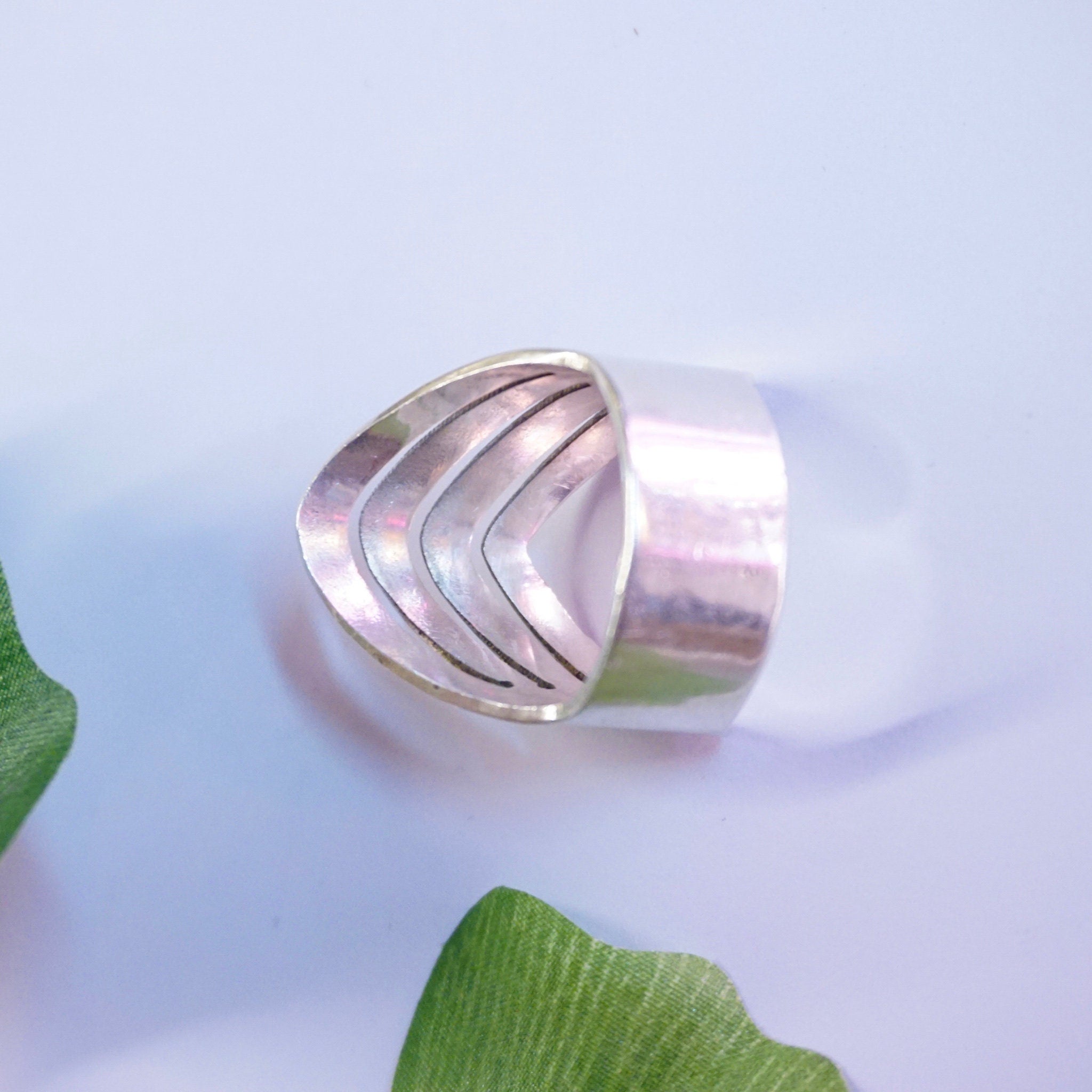 Vintage Silver Triangle Cut Out Ring, Unique Angled Silver Ring With Cut Outs, Made in Mexico Silver Ring, 925 Mex Jewelry, Large Ring