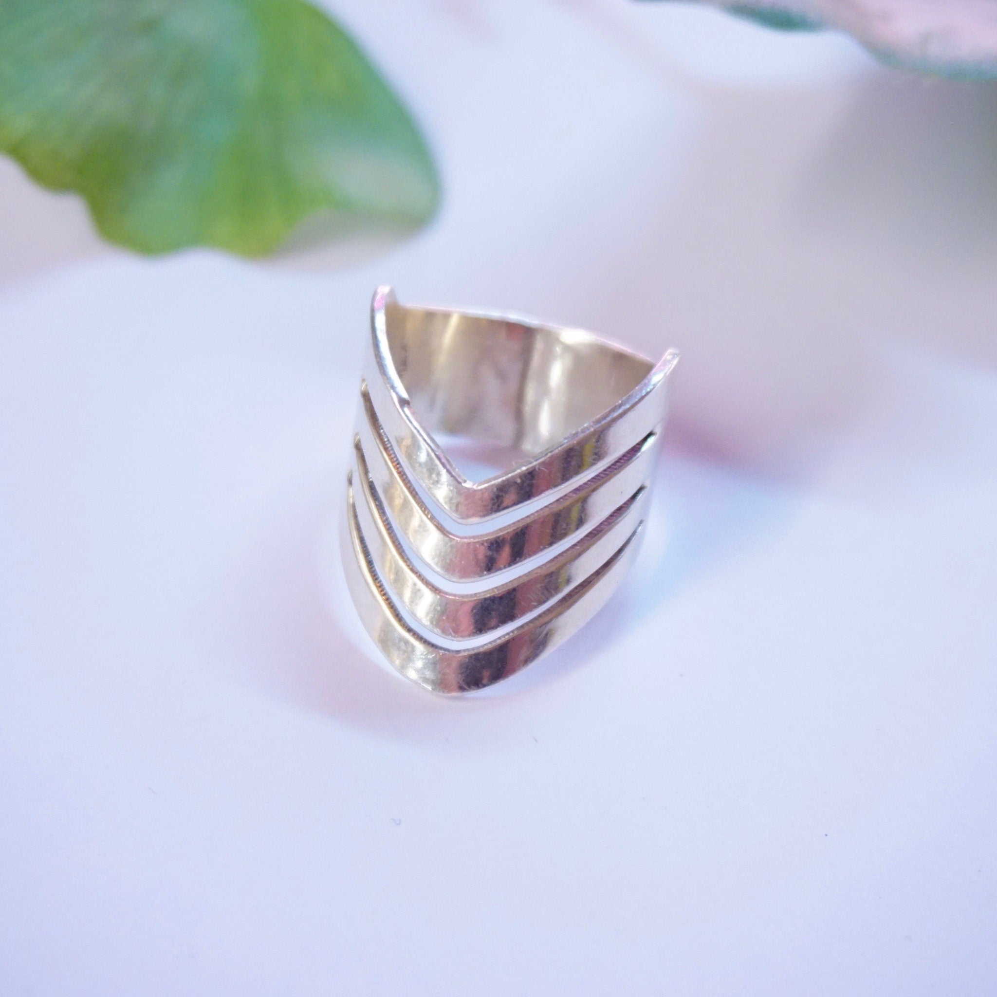 Vintage Silver Triangle Cut Out Ring, Unique Angled Silver Ring With Cut Outs, Made in Mexico Silver Ring, 925 Mex Jewelry, Large Ring