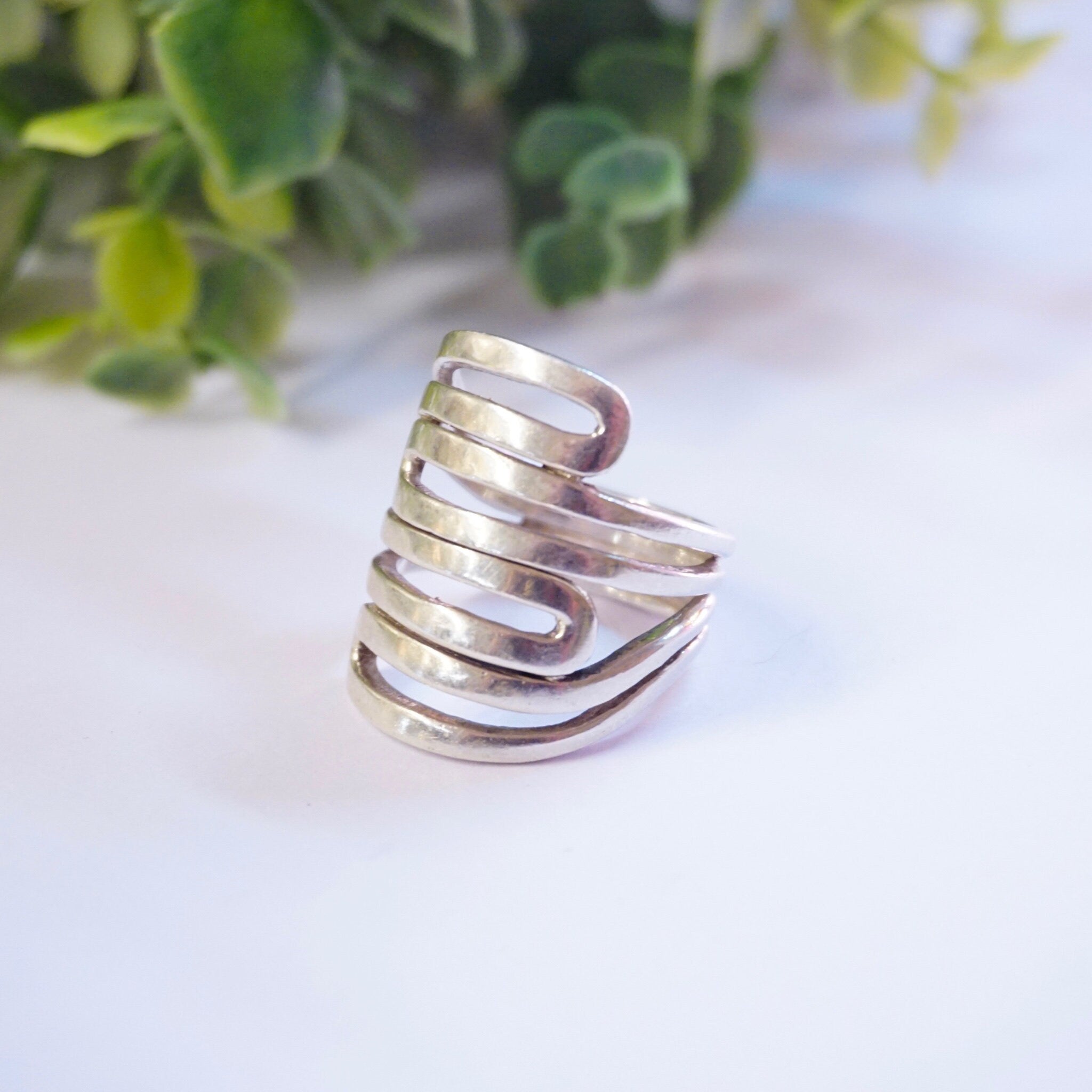 Vintage Sterling Silver Cut Out Ring, Unique Silver Statement Ring, Made in India Silver Ring, 925 Jewelry