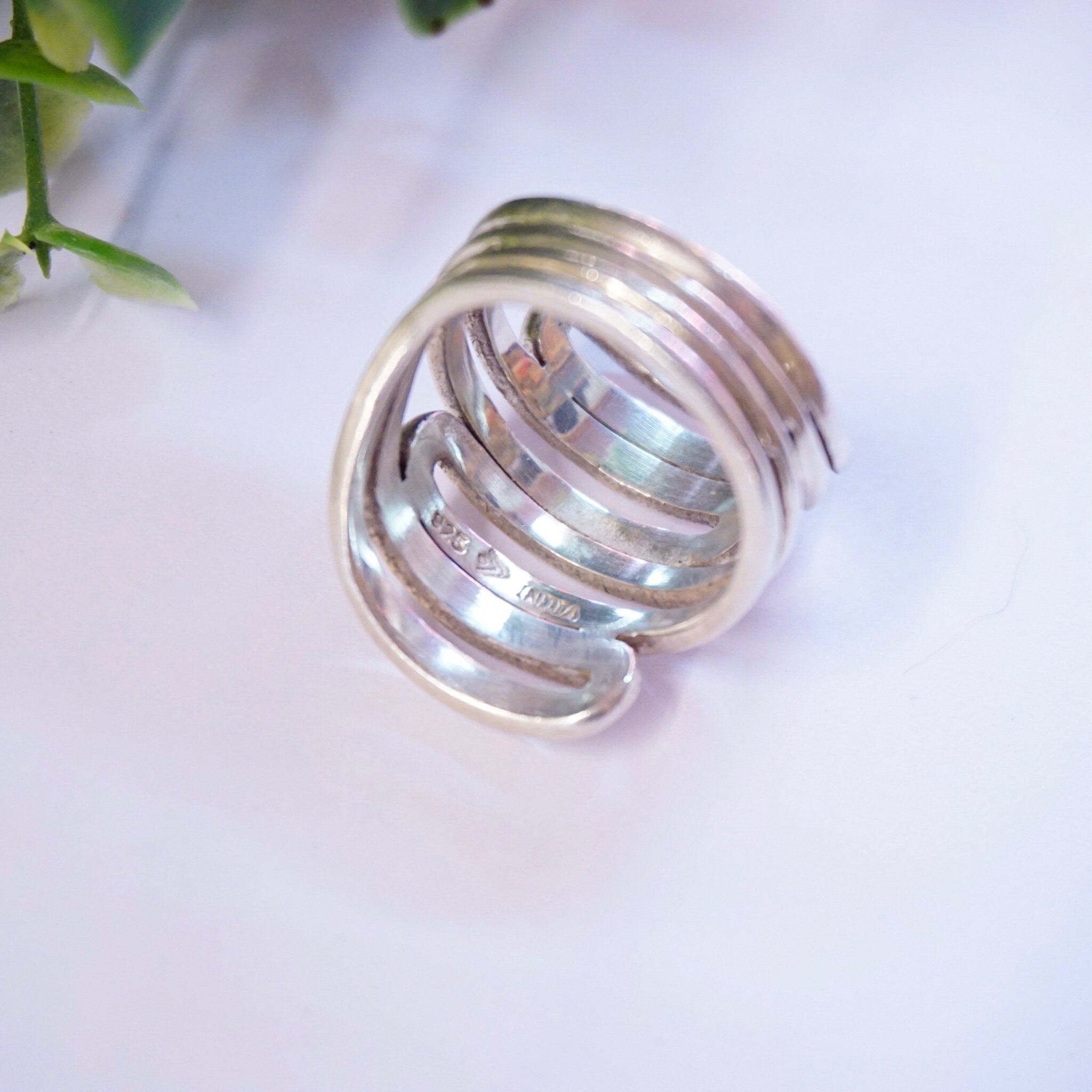 Vintage Sterling Silver Cut Out Ring, Unique Silver Statement Ring, Made in India Silver Ring, 925 Jewelry