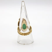 Vintage 14K Gold Jade and Diamond Cocktail Ring, Gold Twist Estate Ring With Green Jade Stone and Diamond Accent, Large Jade Cocktail Ring