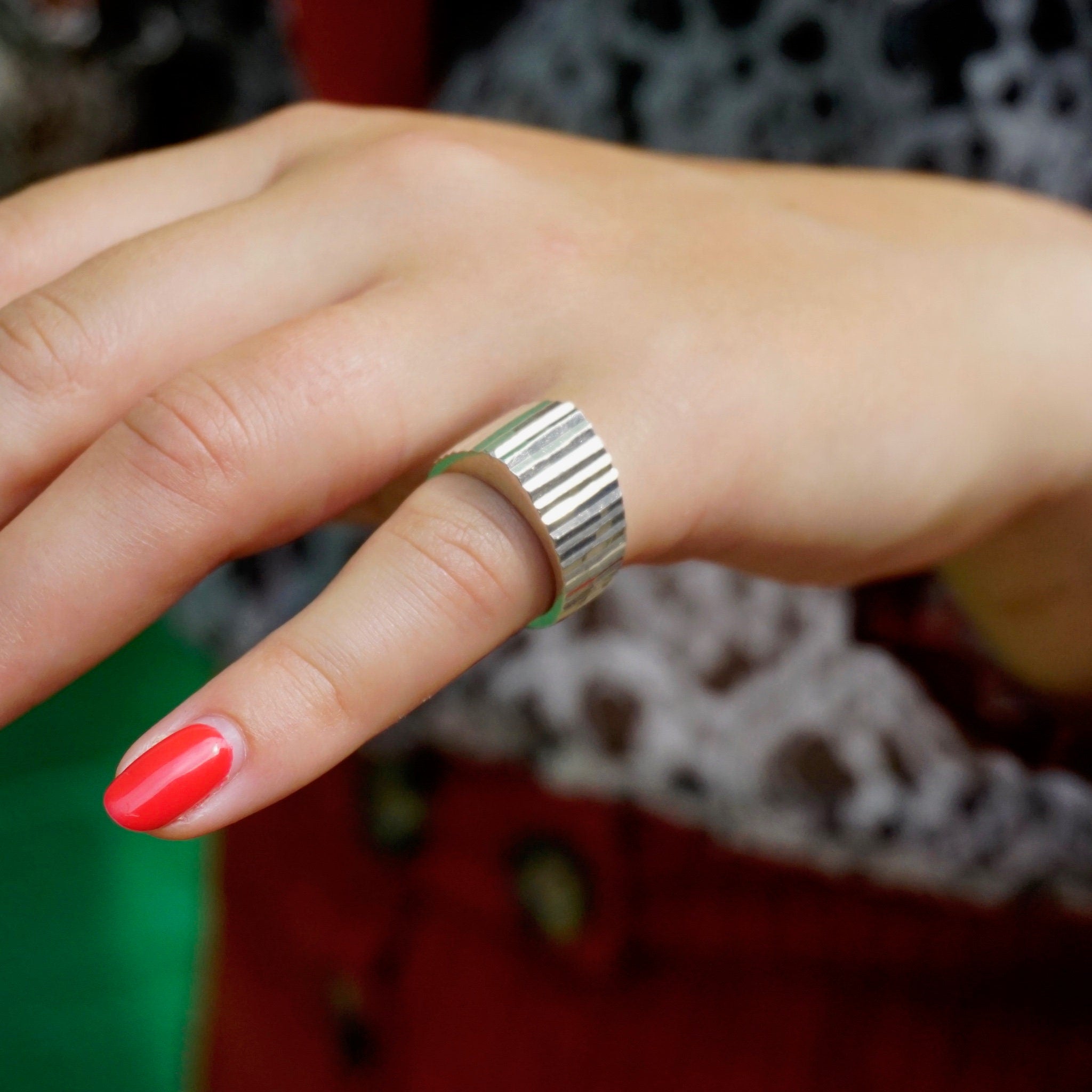 Vintage Sterling Silver Hammered Ring, Made In Mexico Silver Ring, Minimalist Sterling Ring With Hammered Design, 925 Jewelry