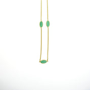 Vintage 14K Gold Choker Necklace With 5 Malachite Slices, Unique Choker With Gold Set Malachite Slices, 14K Gold Necklace With Green Details