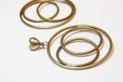 Vintage Hoop Drop Earrings With Heart Stud, Abstract Metal Hoop Drop Stud Earrings, Bronze Toned Earrings With Heart Stud and Circle Design