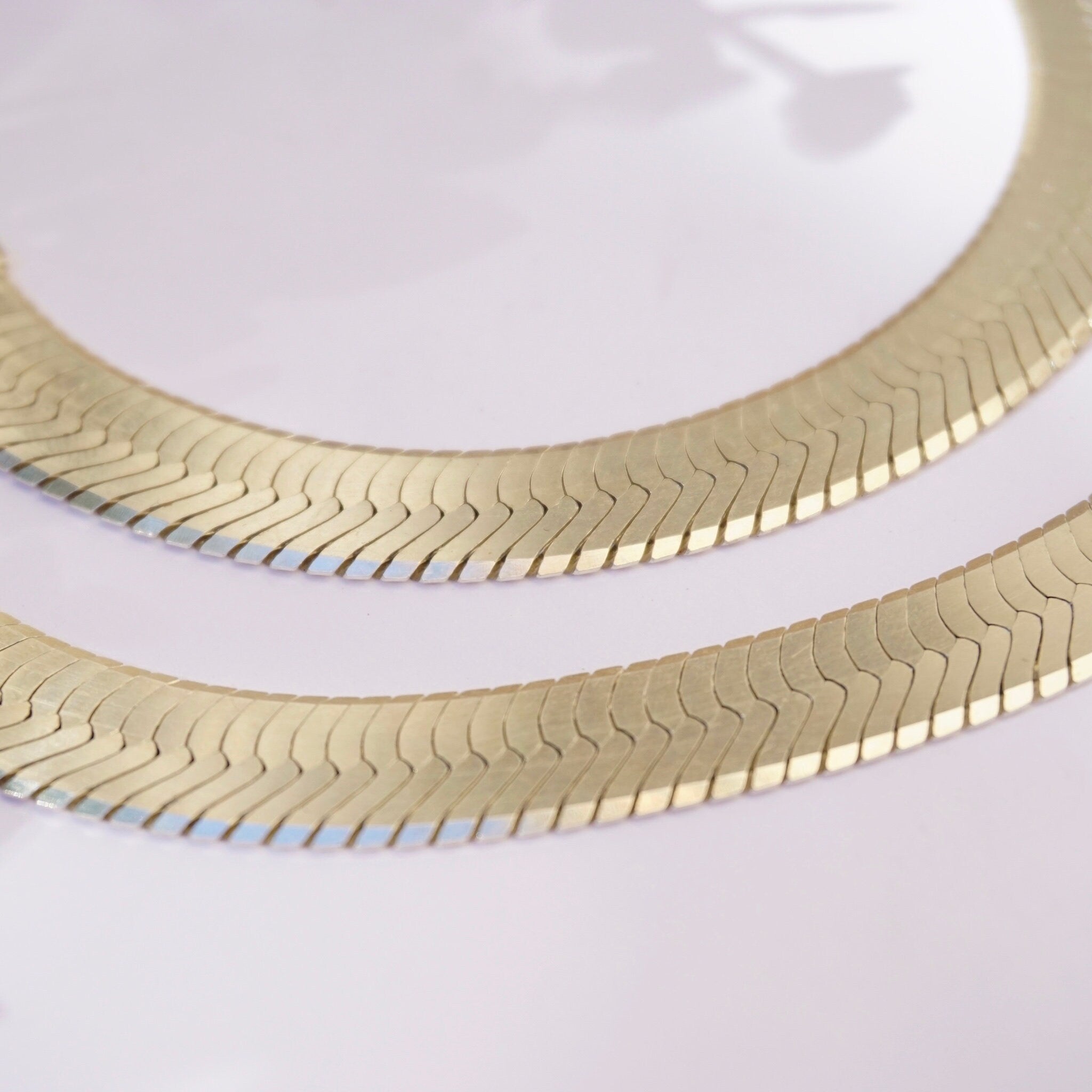 Vintage Sterling Silver Herringbone Chain Necklace, Made in Italy Thick Silver Chain, 12mm Thick Herringbone Silver Chain, 925 Jewelry