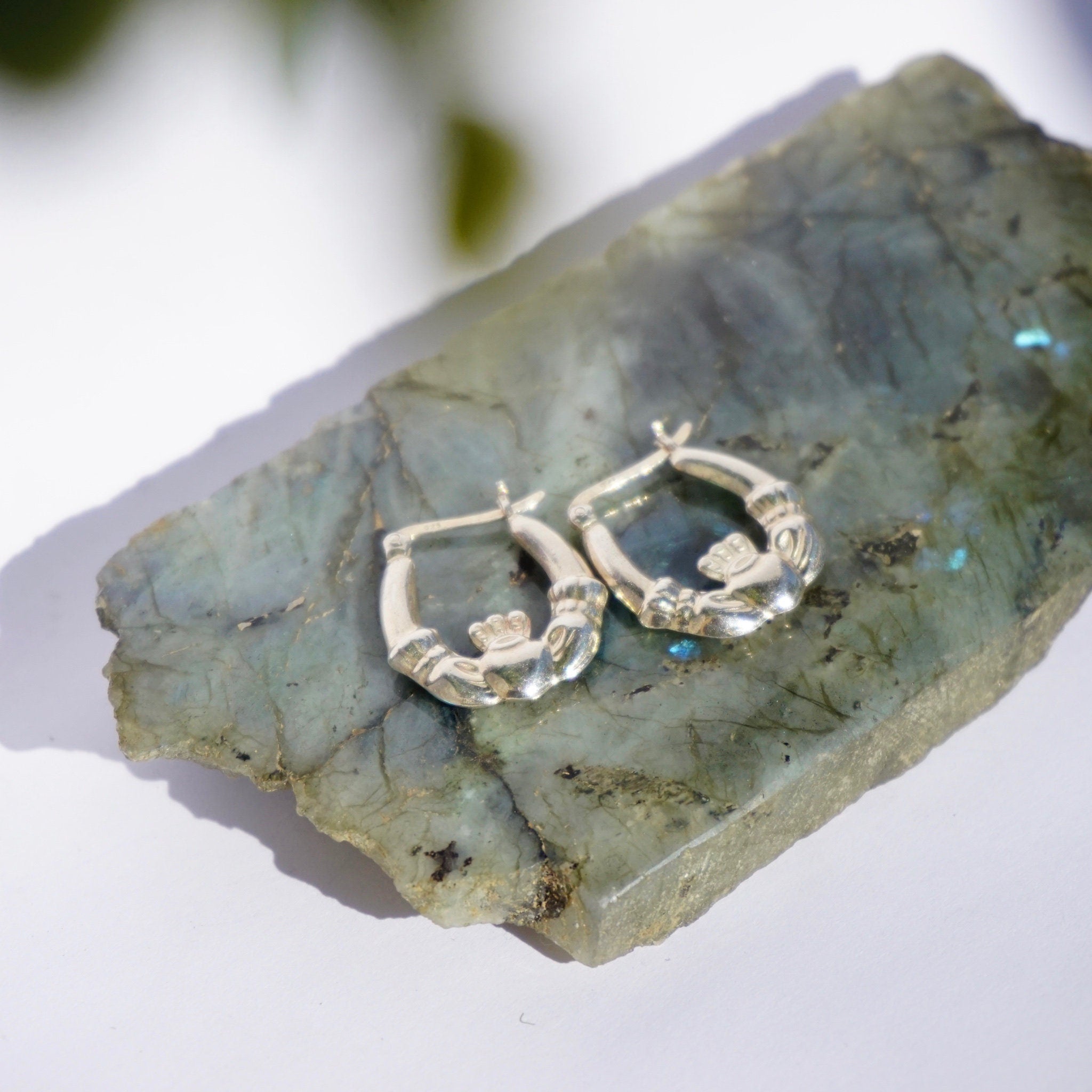 Vintage Sterling Silver Claddagh Earrings, Classic Silver Irish Symbol Hoop Earrings, Love Loyalty and Friendship Earrings, 925 Jewelry