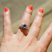 Vintage 14K White Gold Filagree Ring With Sapphire Gemstone, Beautiful White Gold Ring With Cut Out Detail and Blue Stone, Sapphire Ring