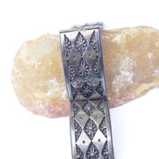 Vintage Sterling Silver Filagree Link Bracelet Made In Palestine, Silver Link Bracelet With Flower Details, Silver Link Bracelet