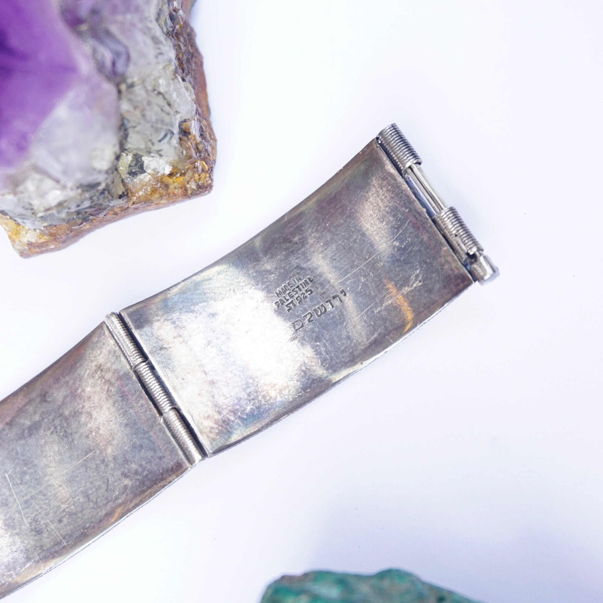 Vintage Sterling Silver Filagree Link Bracelet Made In Palestine, Silver Link Bracelet With Flower Details, Silver Link Bracelet