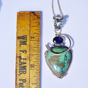 Vintage Italian Sterling Silver Turquoise and Amethyst Necklace, Unique Turquoise Necklace With Amethyst Gemstone, Italian Made Necklace