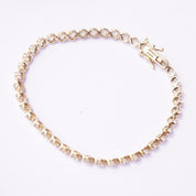 Vintage 14K Diamonique Cubic Zirconia Tennis Bracelet, Beautiful 8 inch Gold and Diamond Tennis Bracelet, Gold Tennis Bracelet Made In Korea
