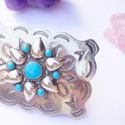 Vintage Turquoise Nickel Silver Bell Belt Buckle, Rectangle Cowboy Belt Buckle, Unique Southwest Turquoise Belt Buckle, Silver Belt Buckle