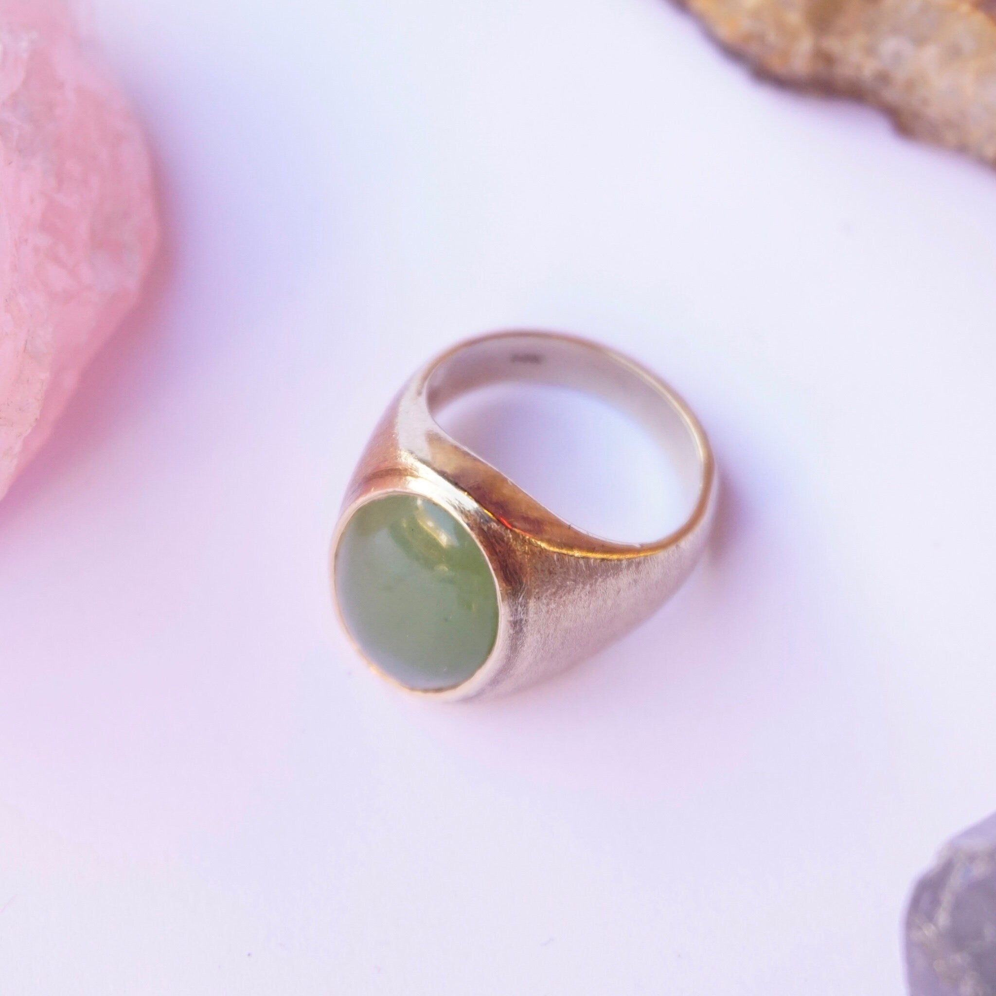 Vintage 14K Gold Green Aventurine Ring, Solid Gold Ring With Aventurine Gemstone, Unique Gold Ring With Green Stone, Size 8 US Gold Ring
