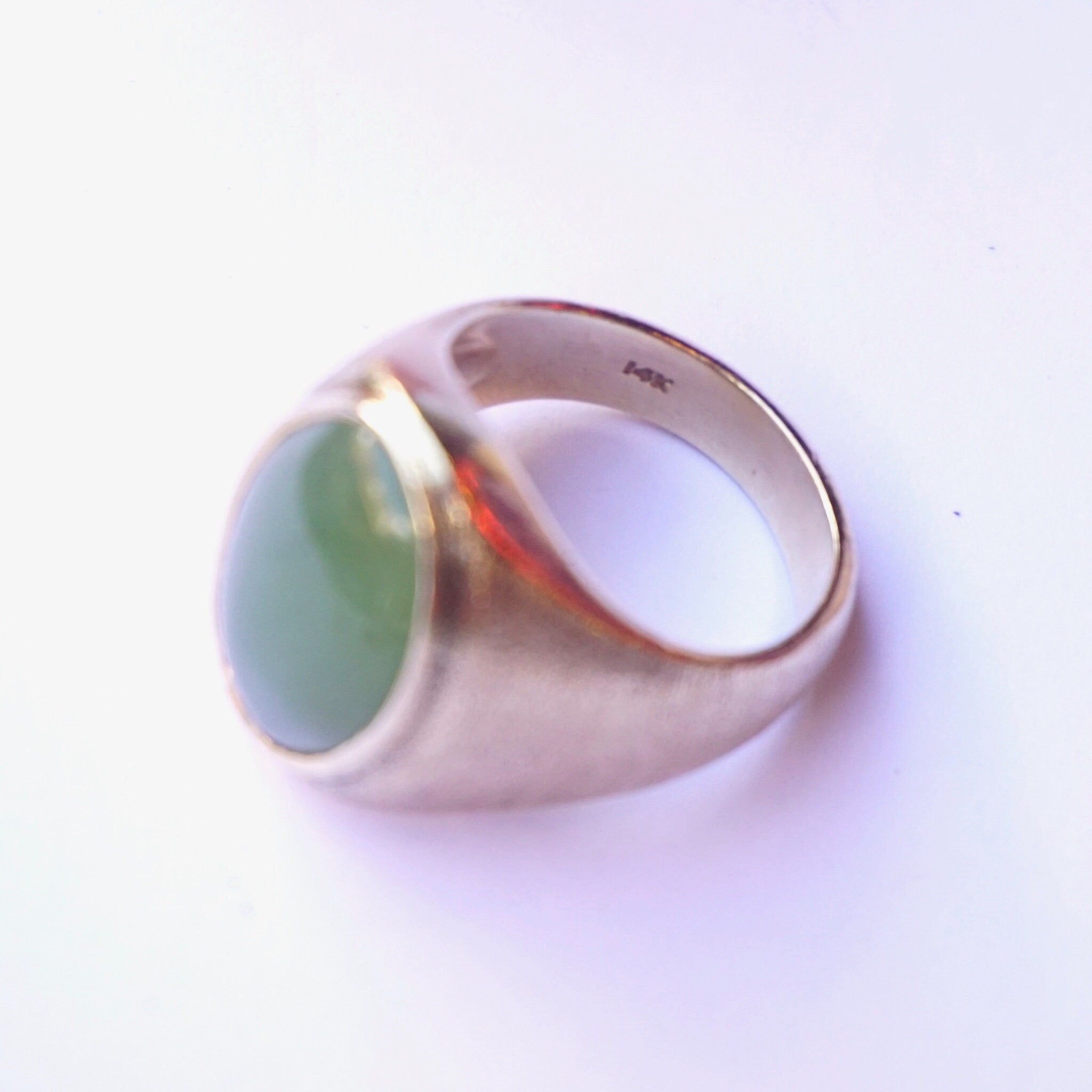 Vintage 14K Gold Green Aventurine Ring, Solid Gold Ring With Aventurine Gemstone, Unique Gold Ring With Green Stone, Size 8 US Gold Ring